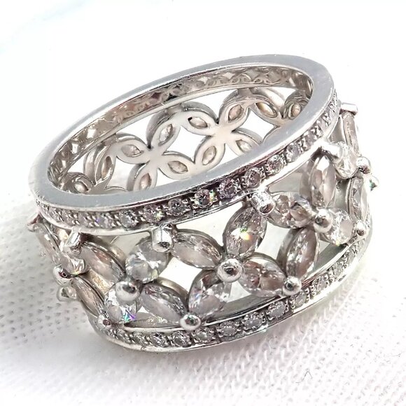Authentic! Tiffany & Co Platinum 2.34ctw Diamond Victoria Wide Band Ring sz 5.5 - Picture 7 of 12